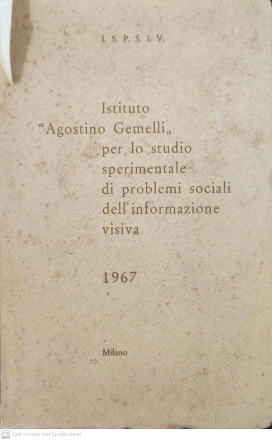 Istituto "Agostino Gemelli" per lo studio sperimentale di problemi sociali dell'informazione visiva - copertina