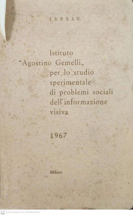 Istituto "Agostino Gemelli" per lo studio sperimentale di problemi sociali dell'informazione visiva - copertina