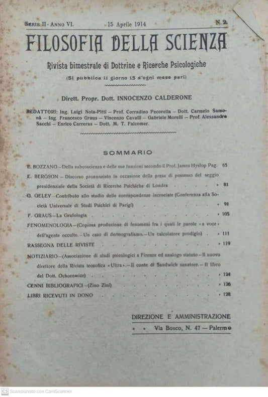 Filosofia della scienza. Serie II-Anno VI. N°2 - copertina