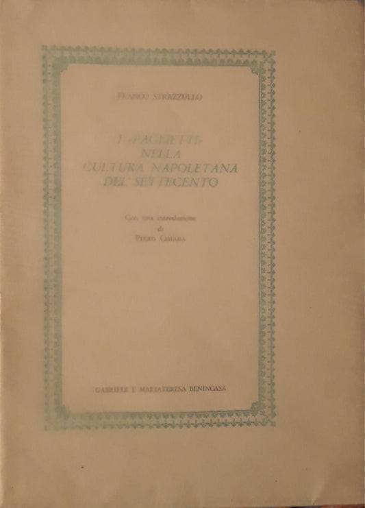 I "paglietti" nella cultura napoletana del settecento - copertina