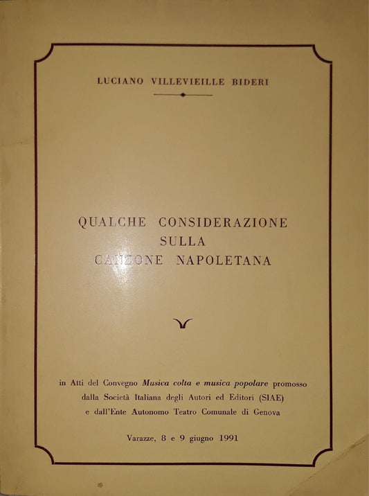 Qualche considerazione sulla canzone napoletana - copertina