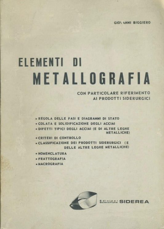 Elementi di metallografia - copertina