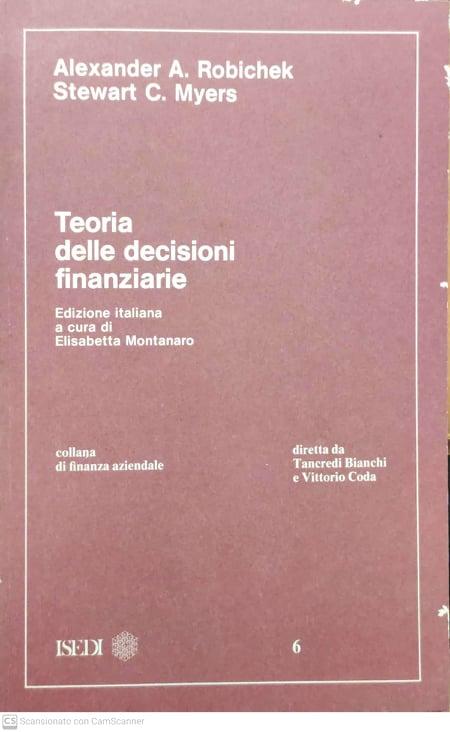 Teoria delle decisioni finanziarie - copertina