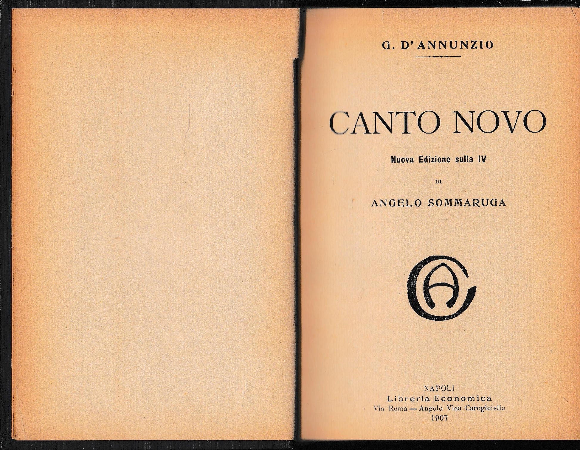 Canto Novo - Primo vere, liriche. Volume doppio, rilegato con due opere. - copertina