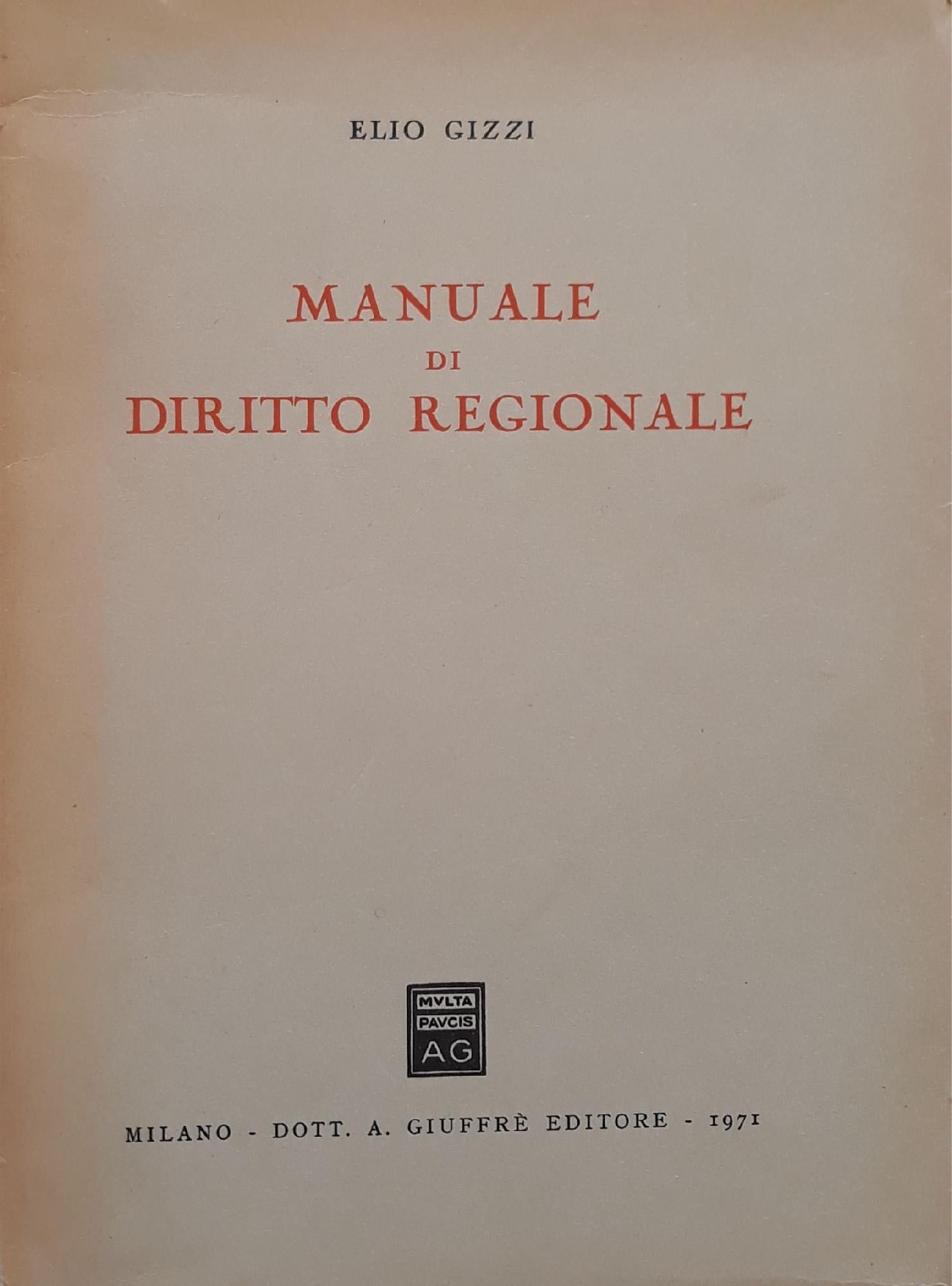 Manuale di diritto regionale - copertina