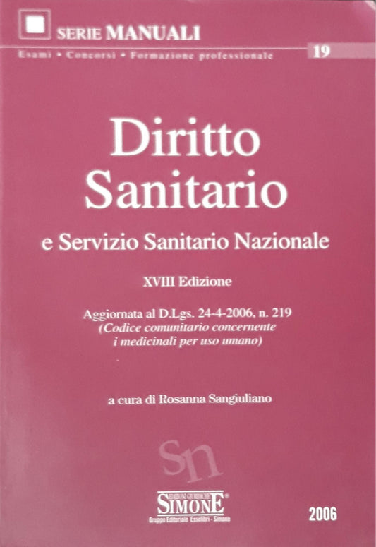 Diritto sanitario e servizio sanitario nazionale - copertina