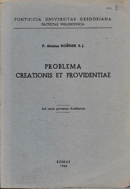 Problema creationis et providentiae - copertina