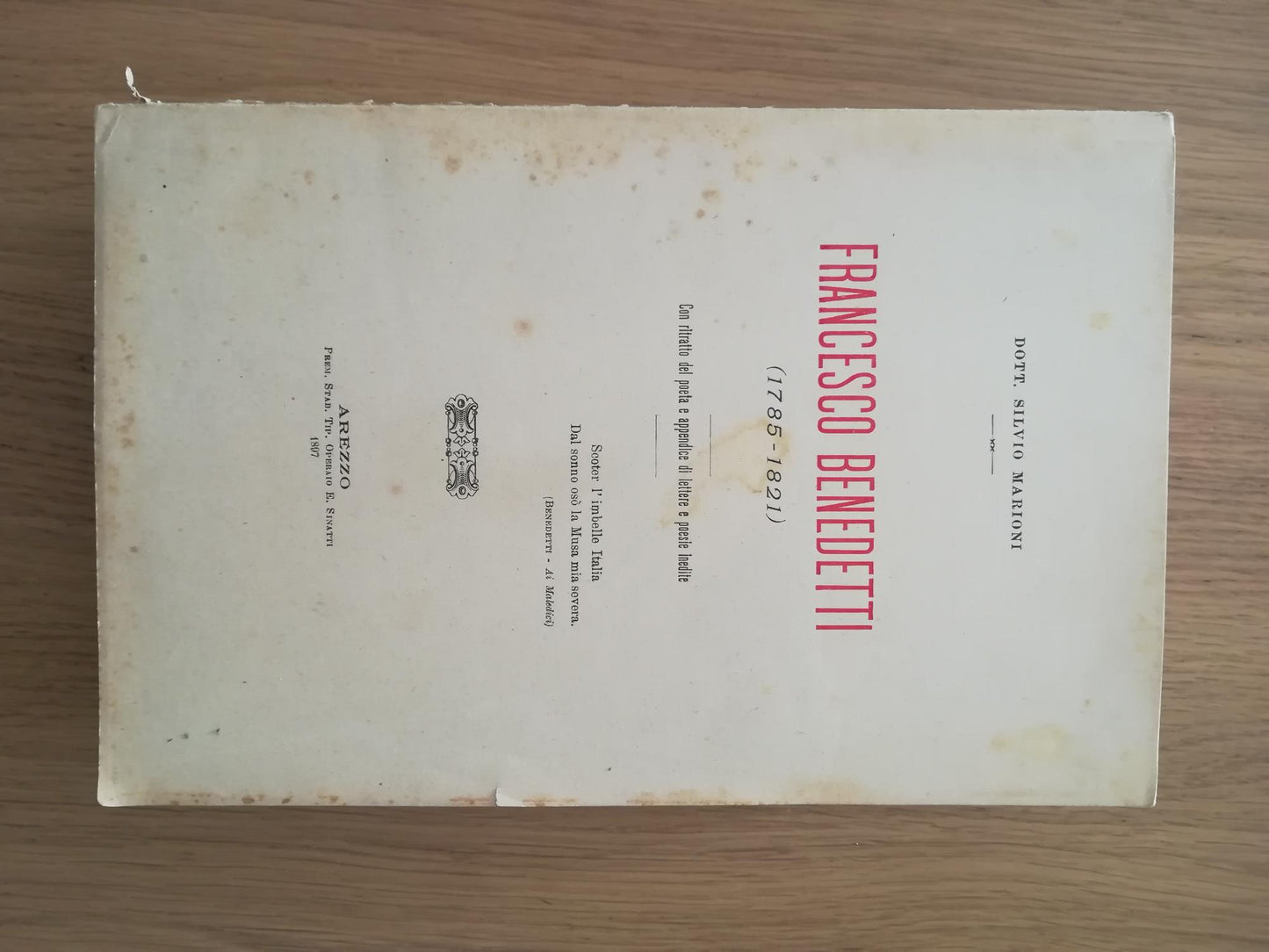 Francesco Benedetti (1785 - 1821) - copertina