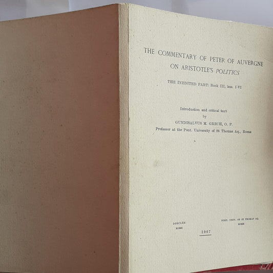 The commentary of Peter of Auvergne on Aristotle's politics - copertina
