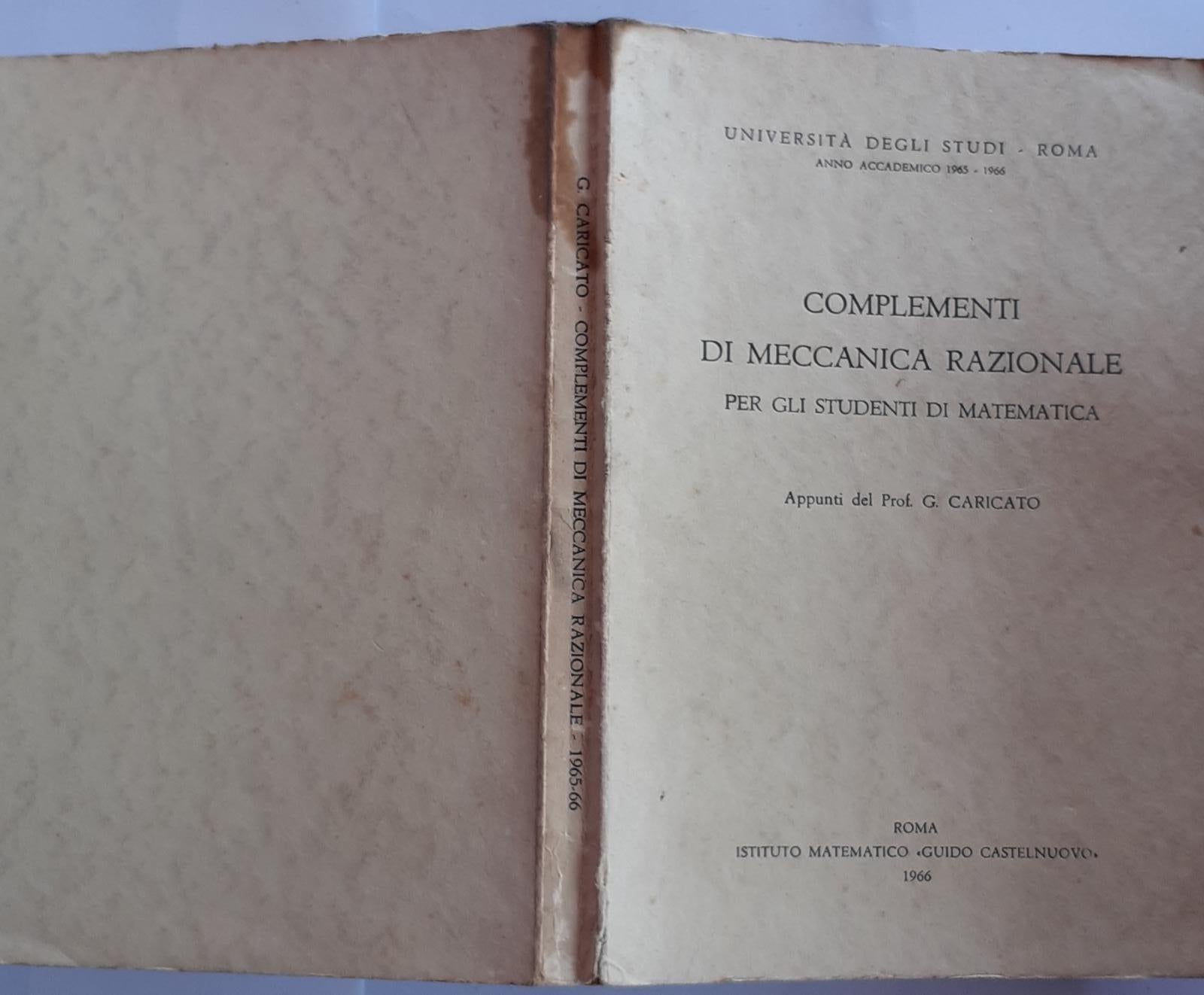 Complementi di meccanica razionale - copertina