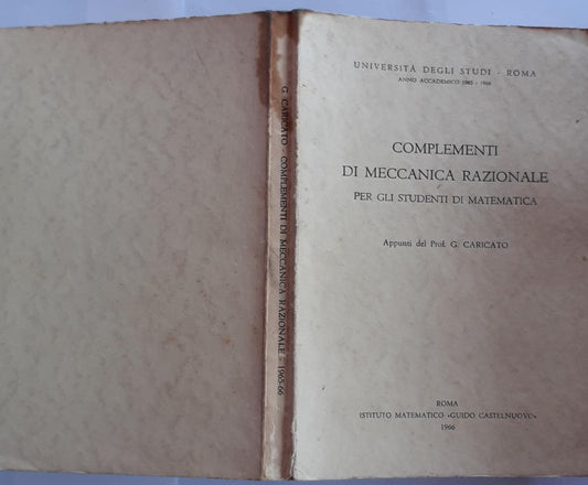 Complementi di meccanica razionale - copertina