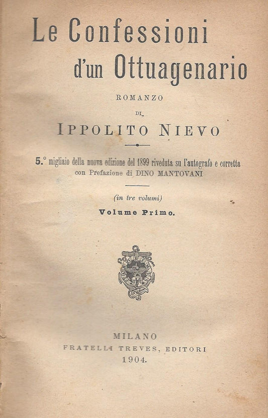 Le Confessioni d'un Ottuagenario - Vol. I - copertina