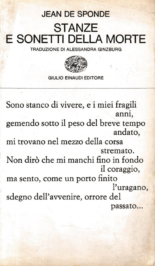 Stanze e sonetti della morte. Testo francese a fronte. - copertina