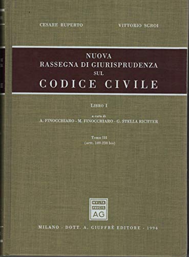 Nuova rassegna di giurisprudenza sul Codice civile. Artt. 149-230 bis (Vol. 1/ tomo 3) - copertina