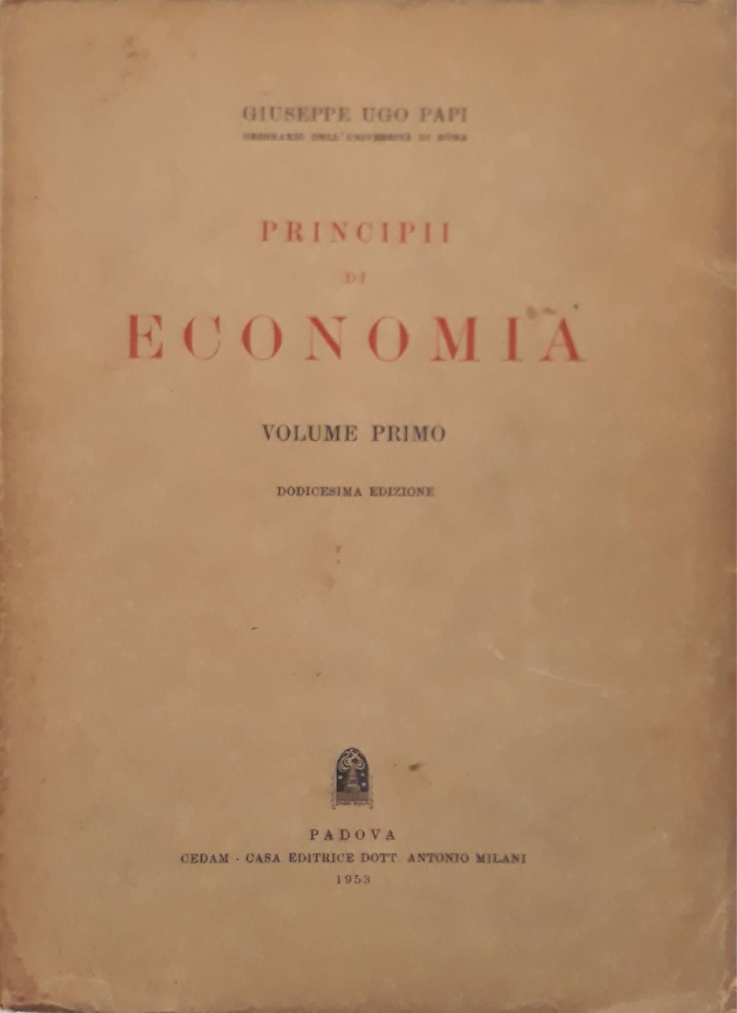 Principii di Economia (volume primo) - copertina