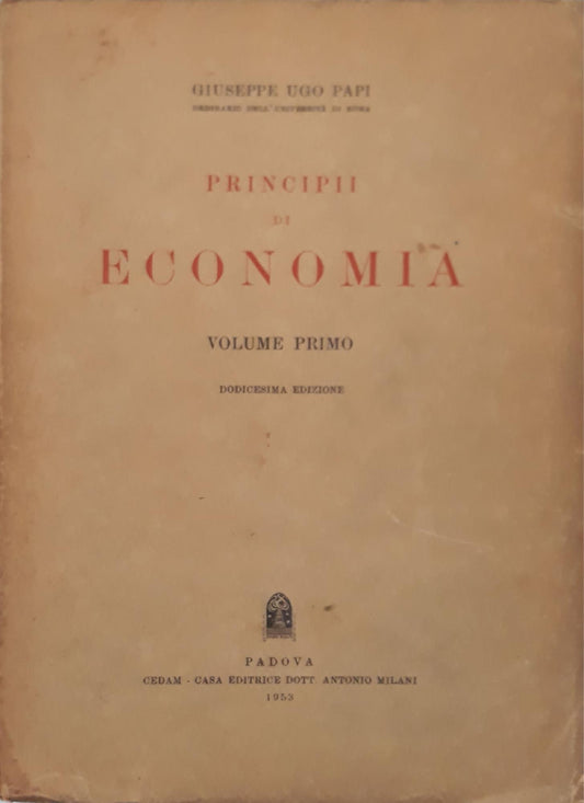 Principii di Economia (volume primo) - copertina