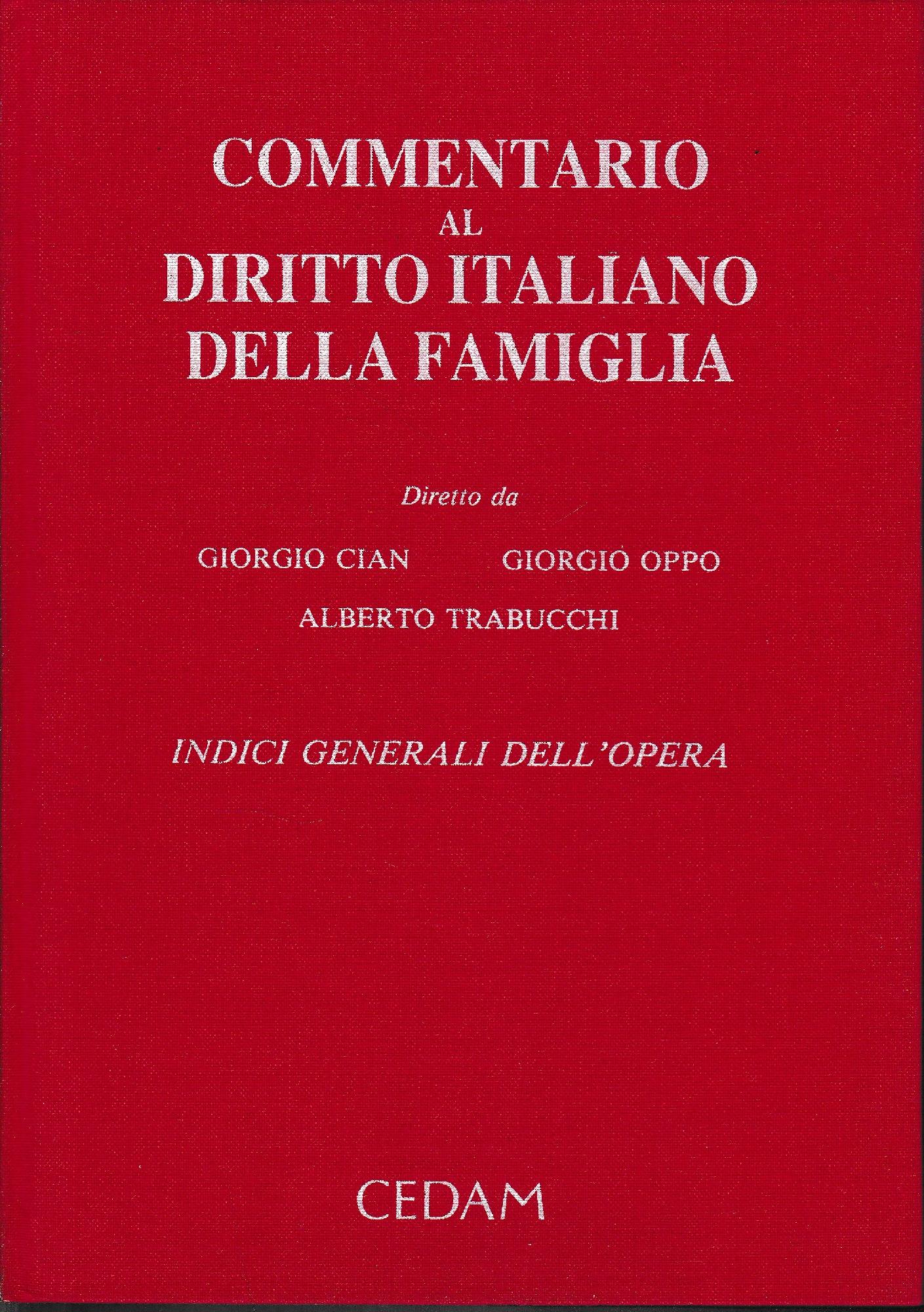 Commentario al diritto italiano della famiglia. Vol. 8 Indici generali dell'opera - copertina