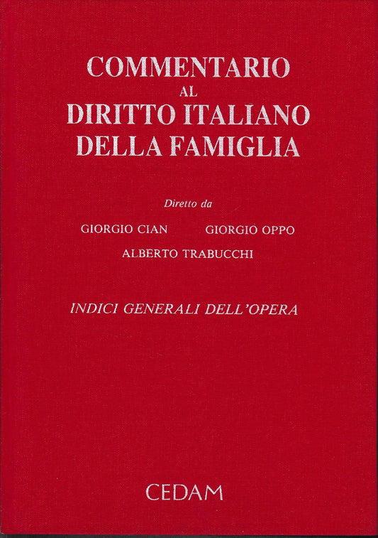 Commentario al diritto italiano della famiglia. Vol. 8 Indici generali dell'opera - copertina