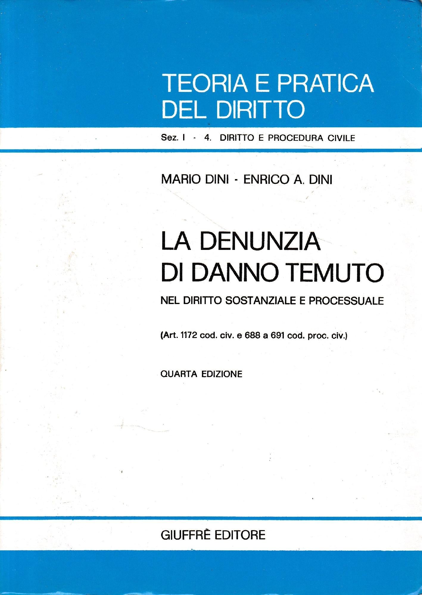 La denunzia di danno temuto - copertina