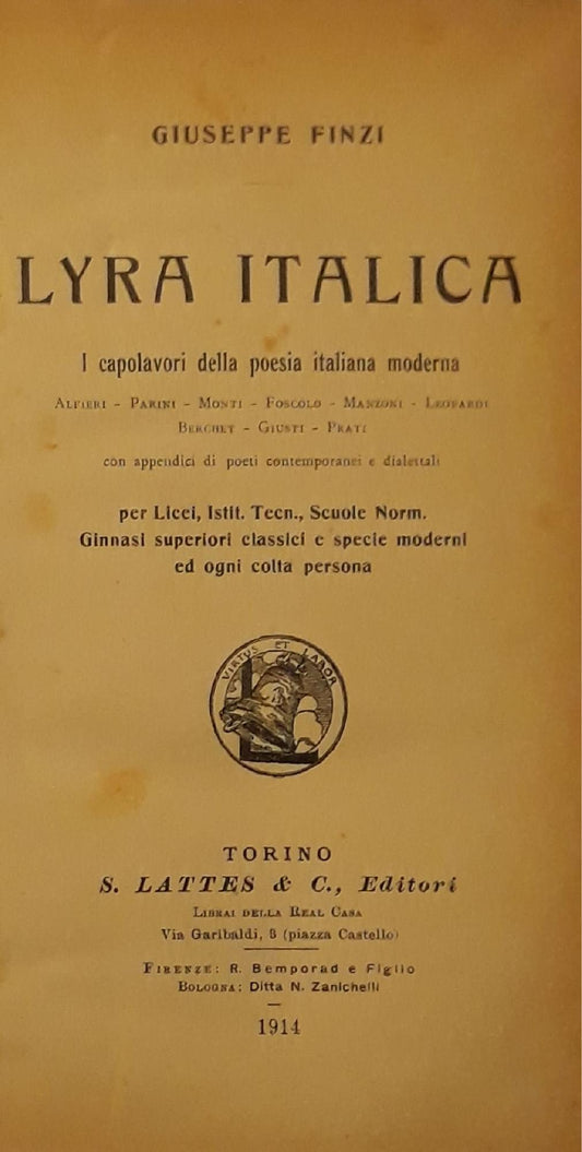 Lyra italica: i capolavori della poesia italiana moderna - copertina