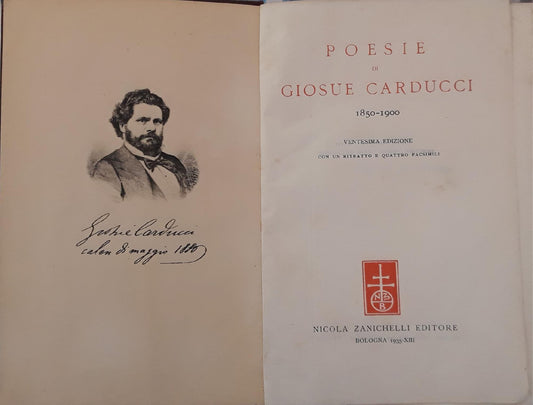 Poesie di Giosue Carducci (1850-1900) con un ritratto e quattro facsimili - copertina