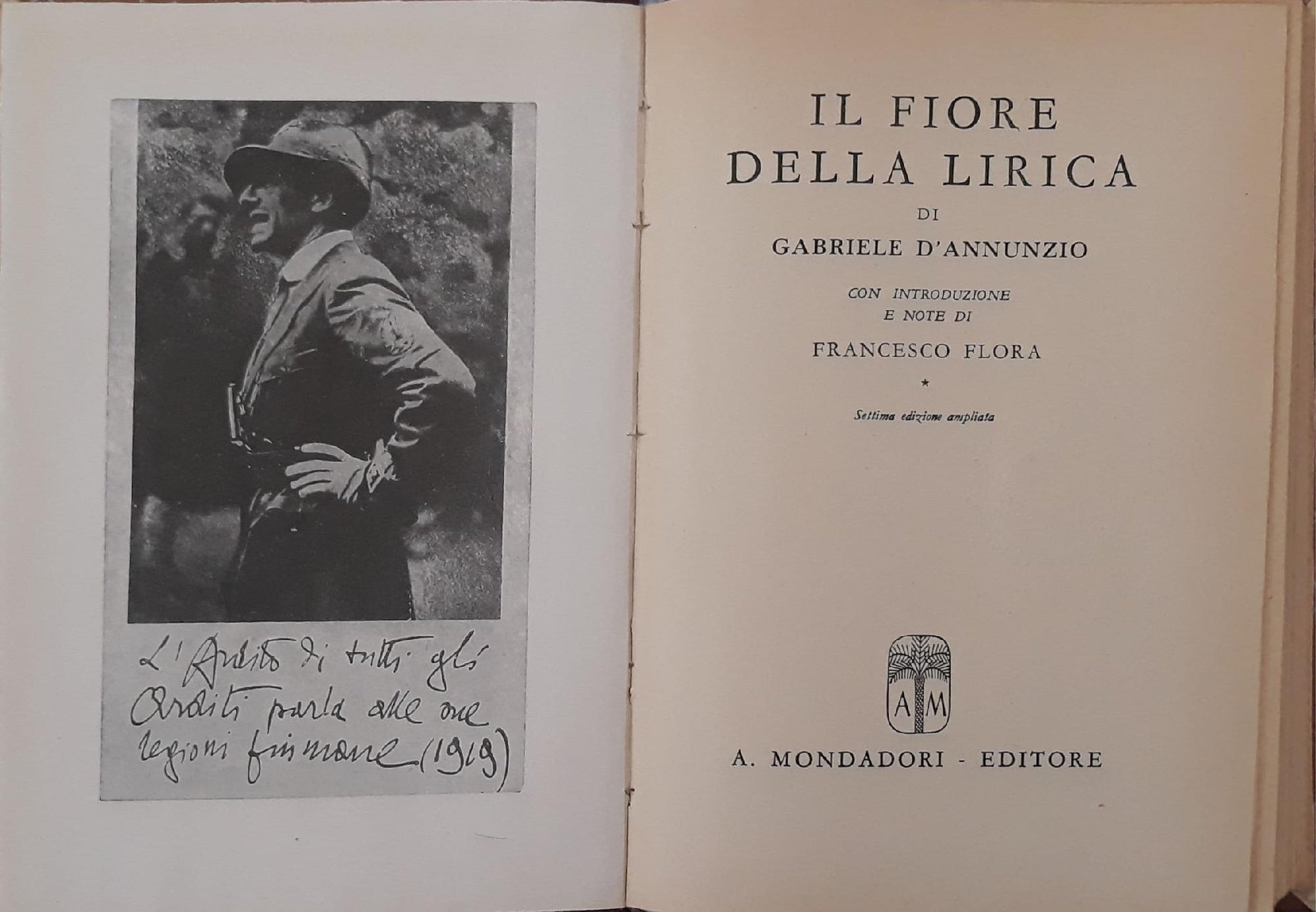 Il fiore della lirica di Gabriele D'Annunzio con introduzione e note di Francesco Flora - copertina