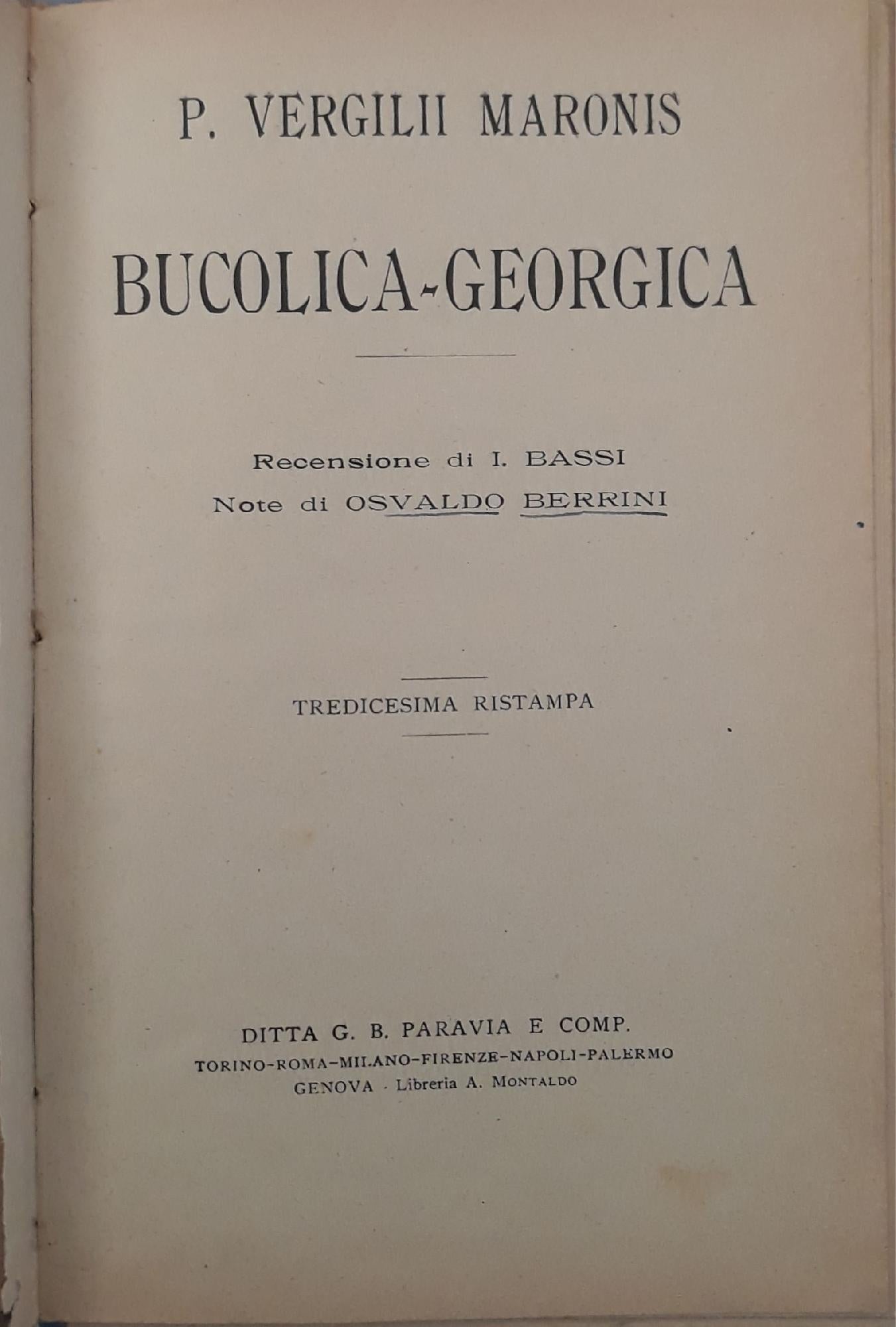 Bucolica-Georgica (note di Osvaldo Berrini) - copertina