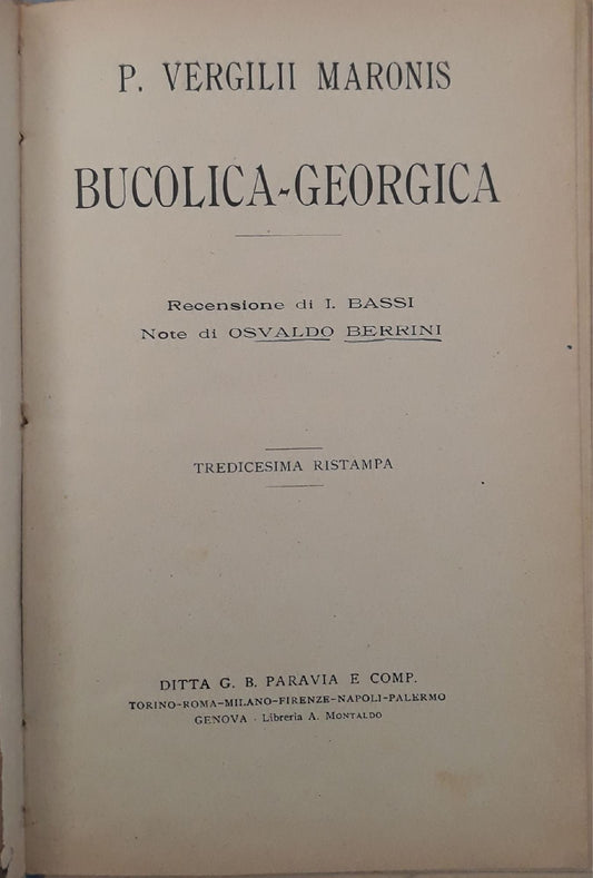 Bucolica-Georgica (note di Osvaldo Berrini) - copertina