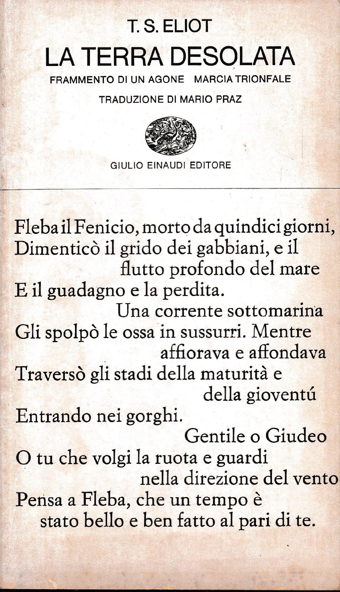 L atrre desolata. Teso originale a fronte. - copertina