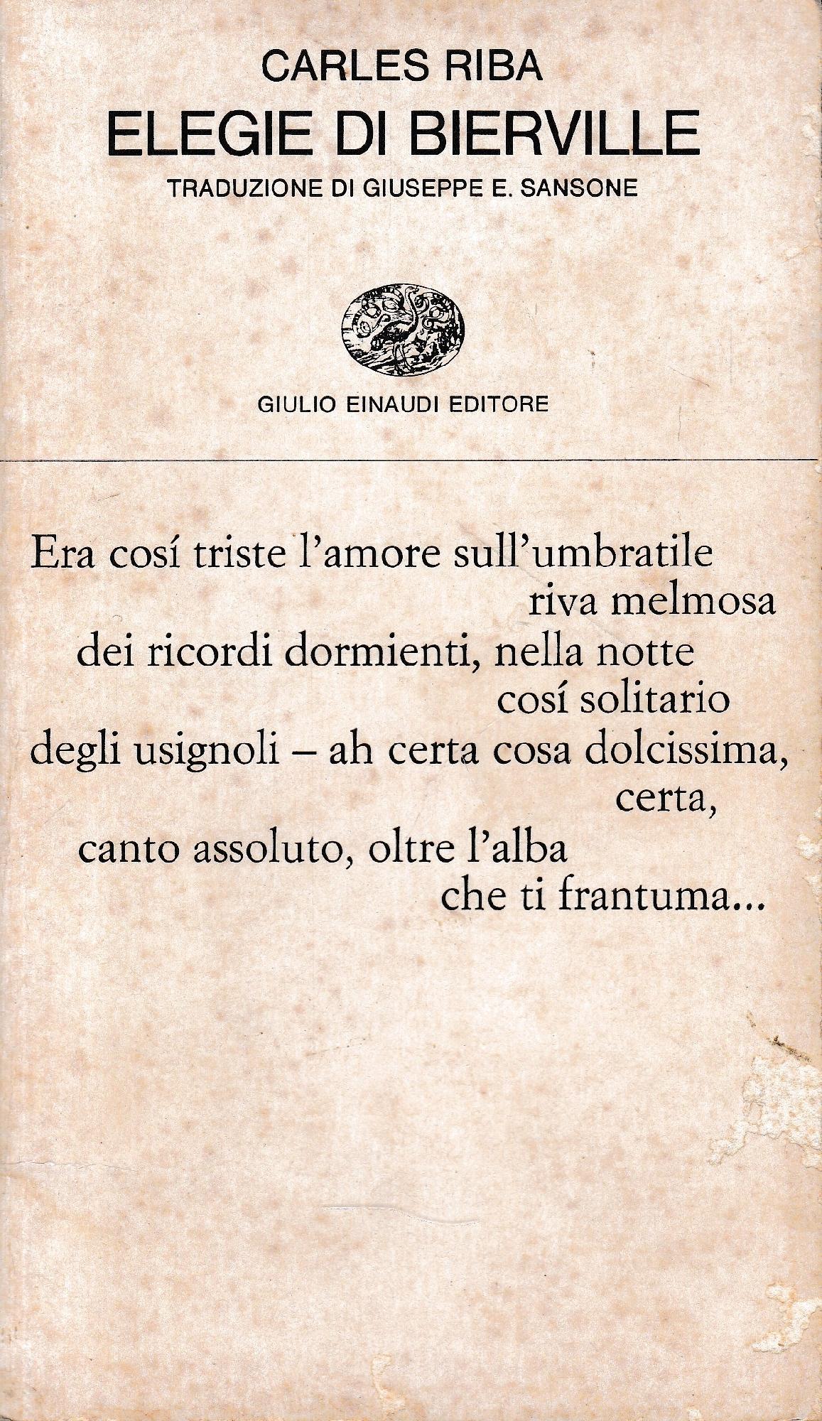 Elegie di Bierville. Testo catalano a fronte. - copertina