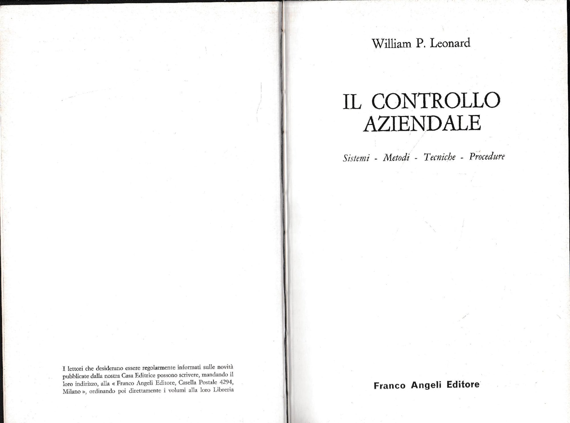 Il controllo aziendale. Sistemi - metodi - Tecniche - Procedure - copertina