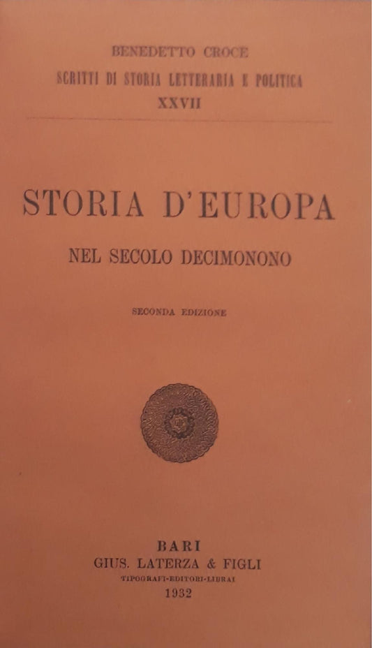 Storia d'Europa nel secolo decimonono - copertina