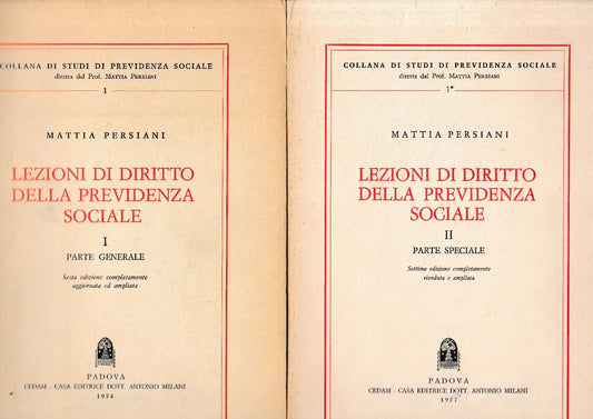 Lezioni di Diritto della Previdenza Sociale. I parte generale. II parte speciale. - copertina