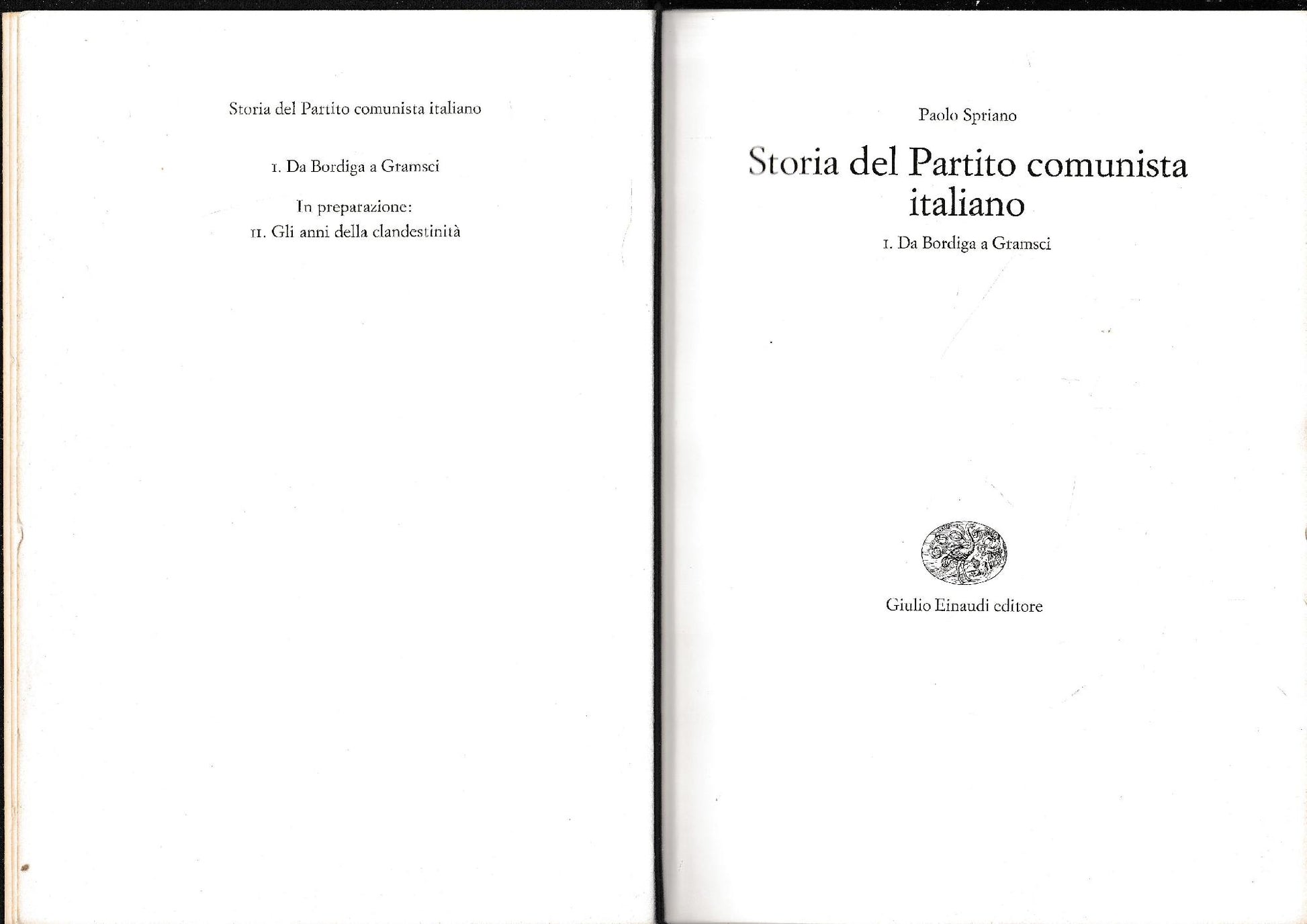 Storia del Partito comunista italiano, 1° volume. - copertina