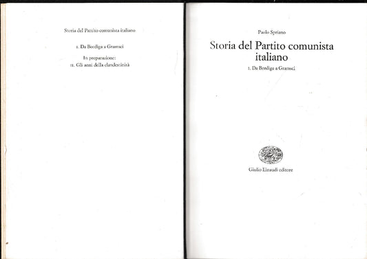 Storia del Partito comunista italiano, 1° volume. - copertina