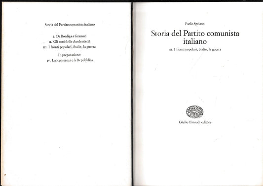 Storia del Partito comunista italiano, vol. 3°. - copertina