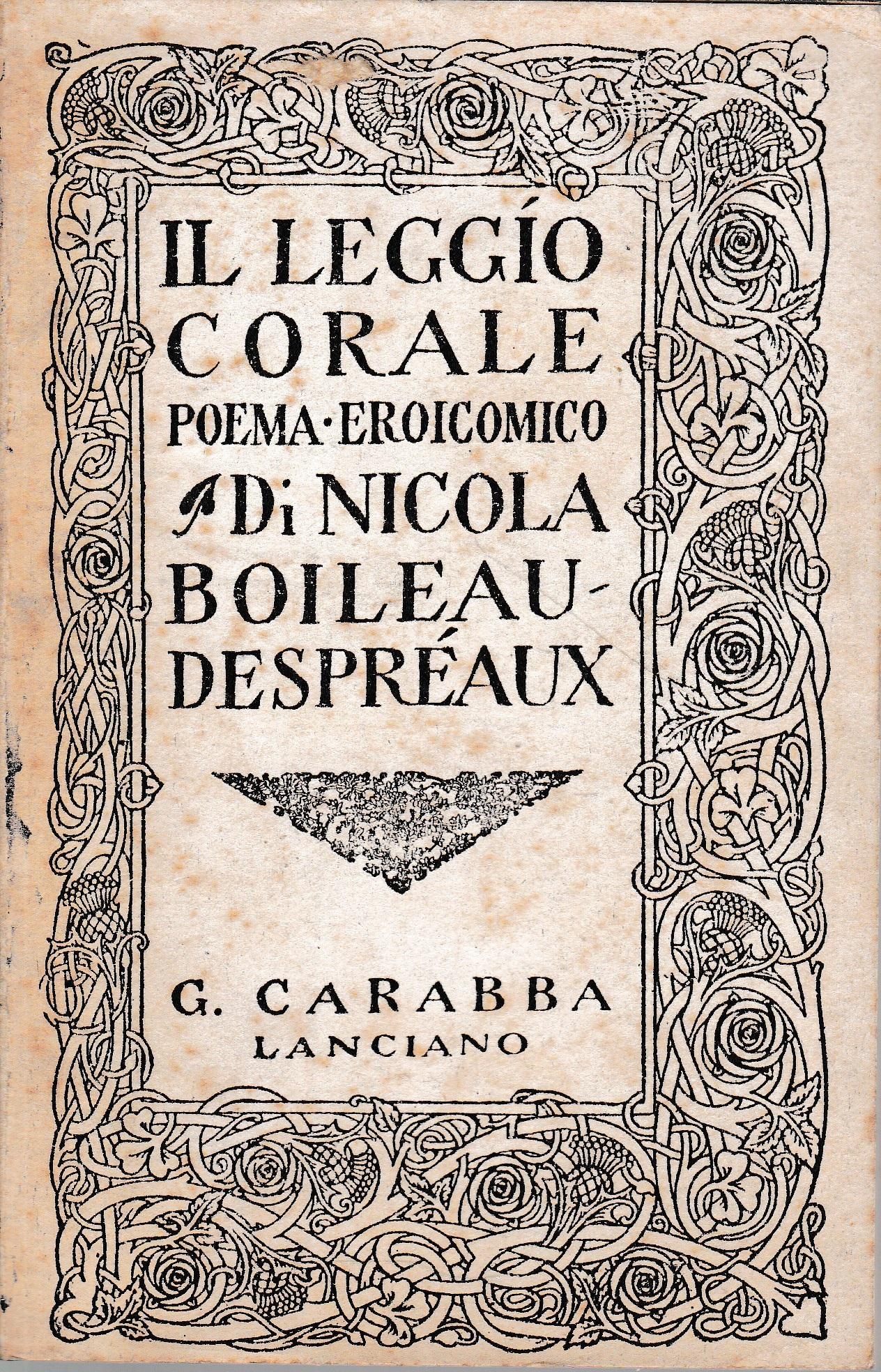 Il leggìo corale. Poema eroicomico - copertina