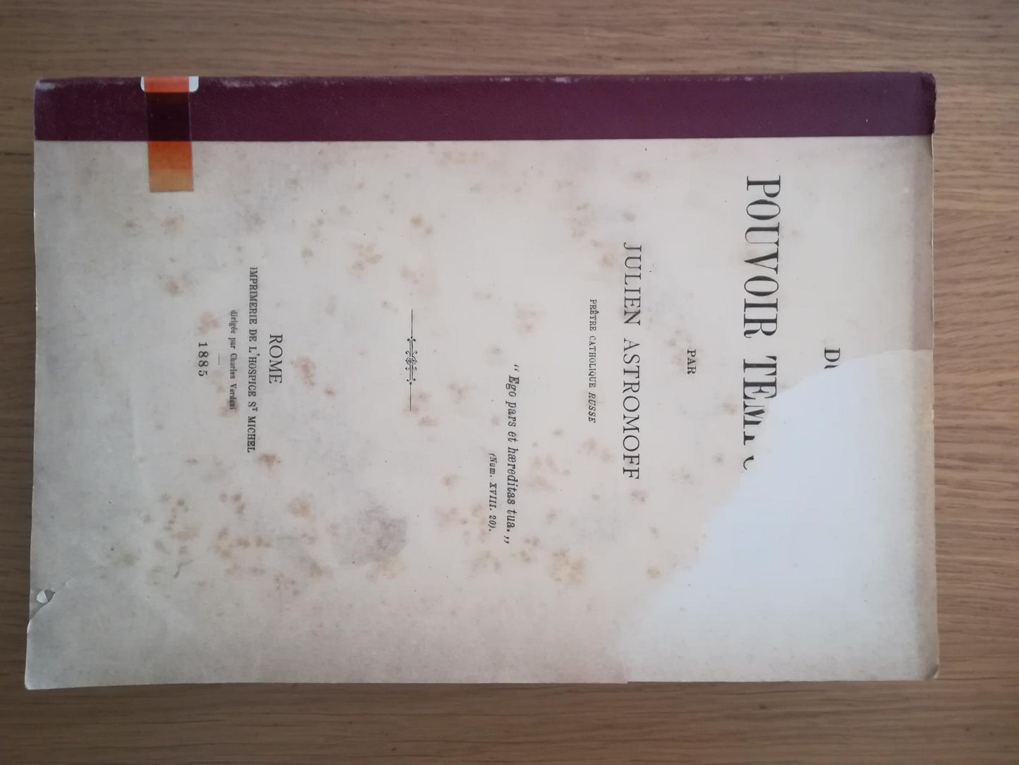 Du pouvoir temporel - copertina