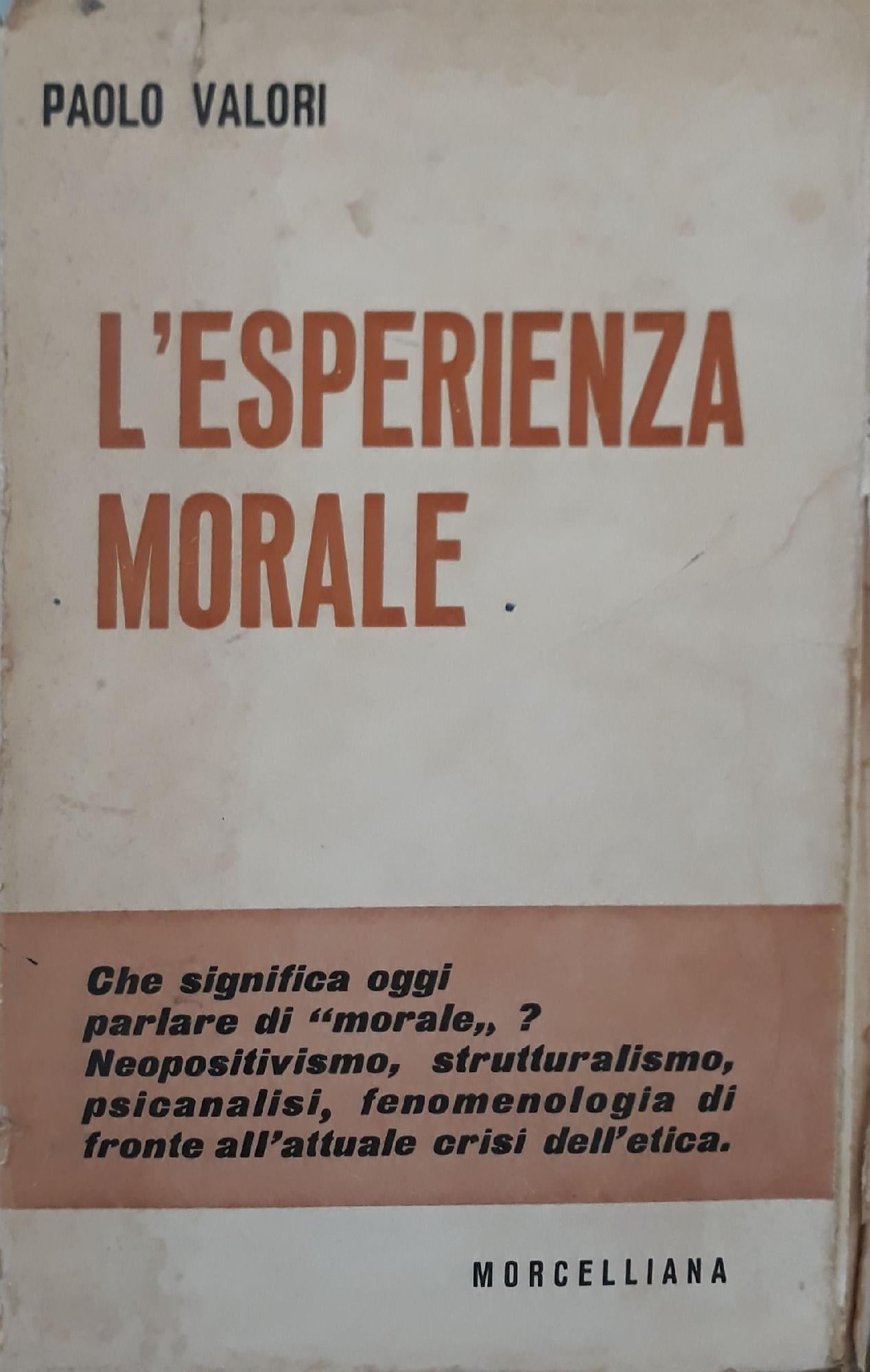 L'esperienza morale - copertina