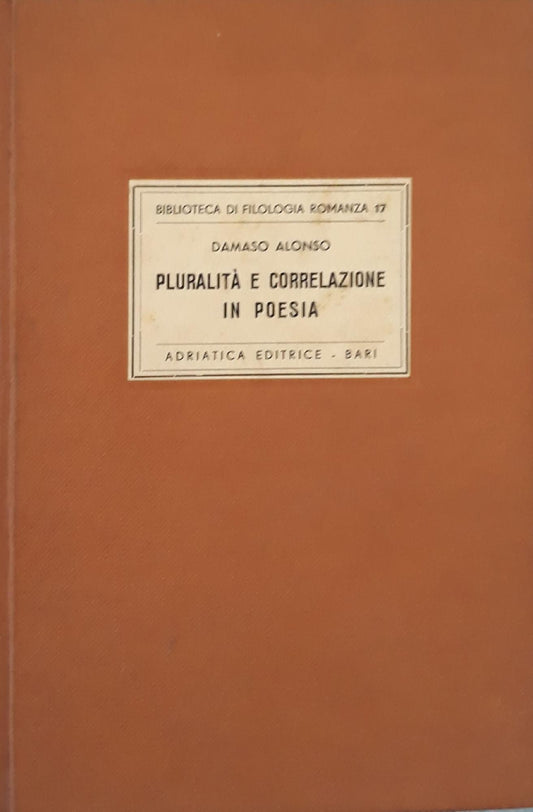 Pluralità e correlazione in poesia - copertina