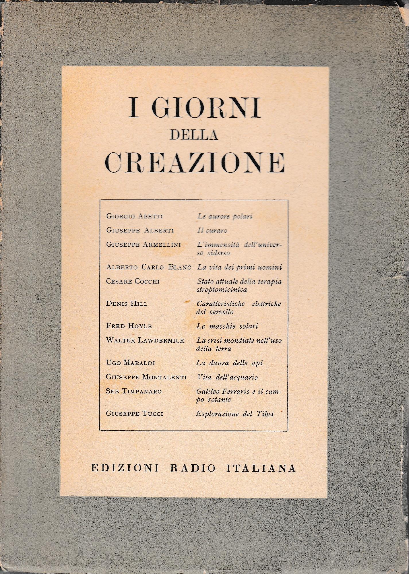 I giorni della creazione - copertina