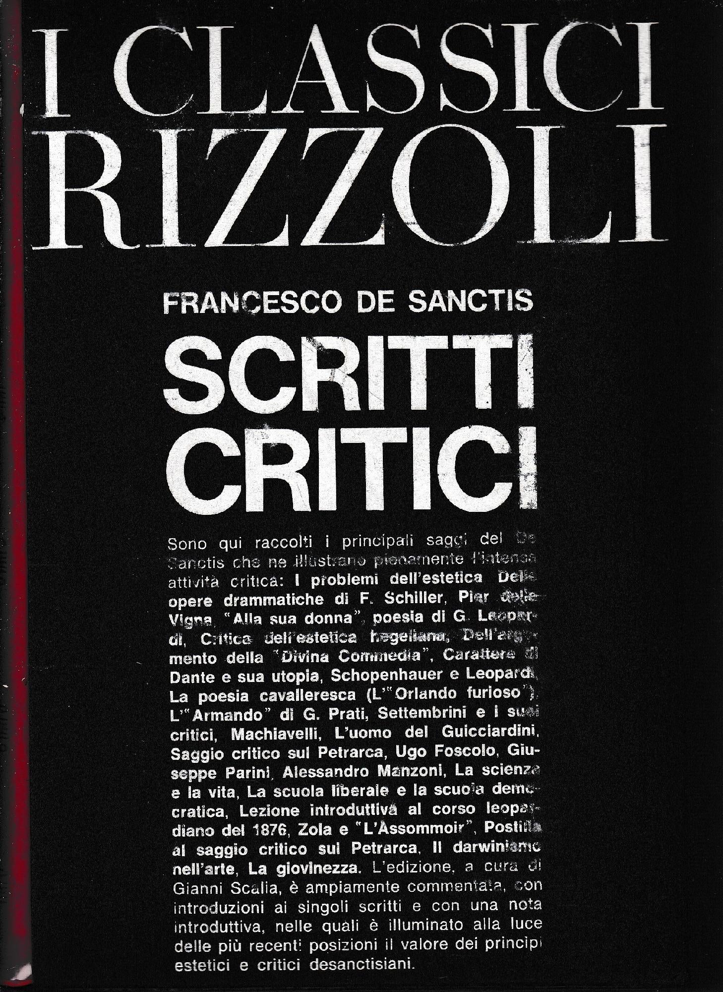 Francesco De Sanctis Scritti critici - copertina