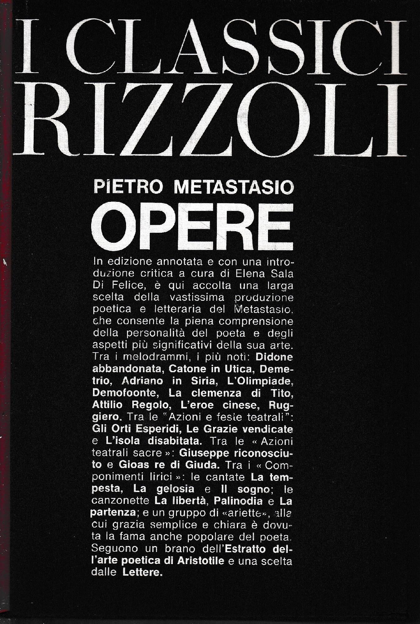 Pietro Metastasio Opere - copertina