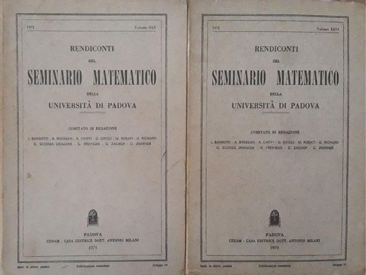 Rendiconti del seminario matematico della Università di Padova (vol. XLV p.378 e XLVI p.420; 1971) - copertina