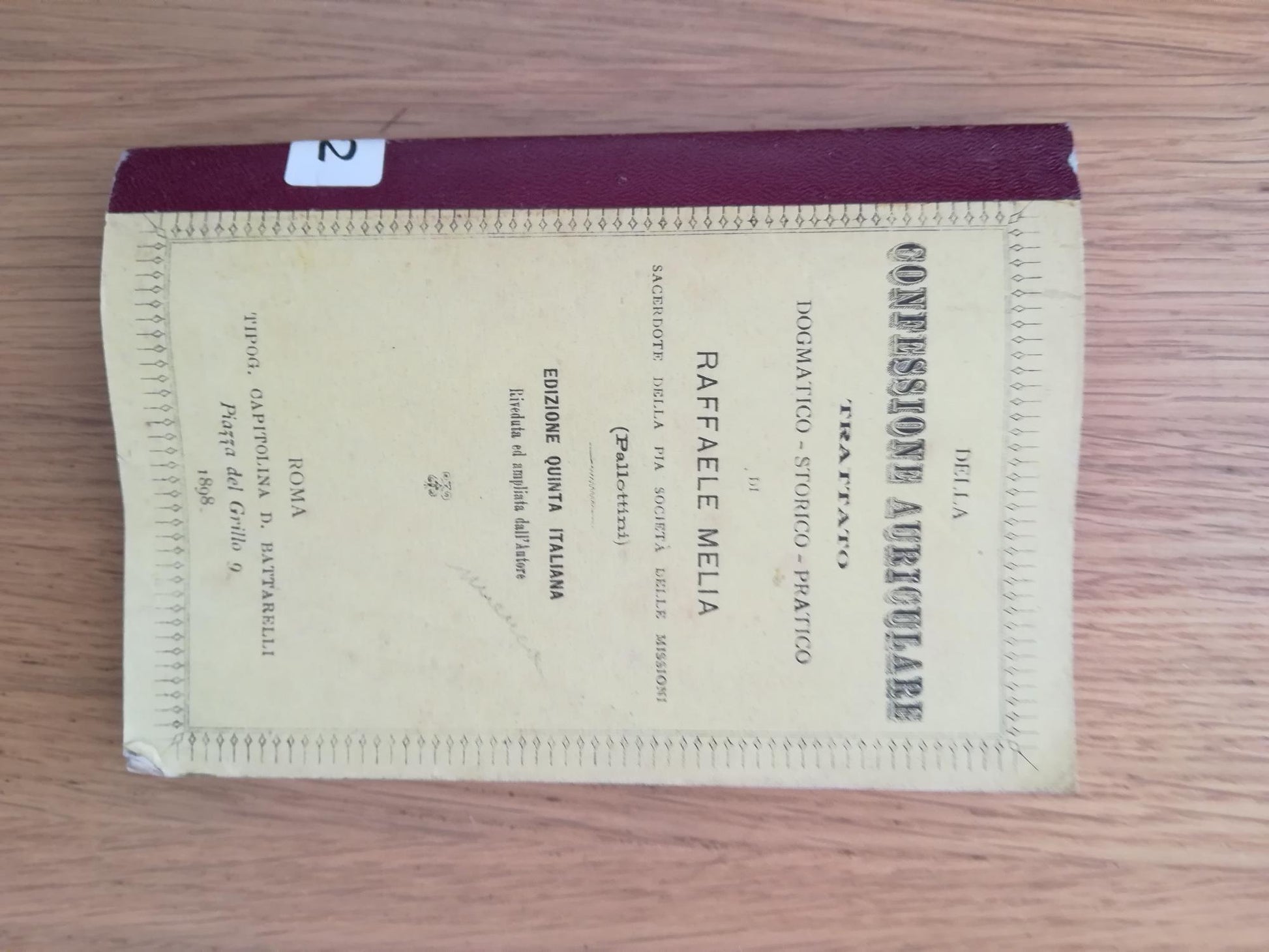 Della confessione auriculare - copertina