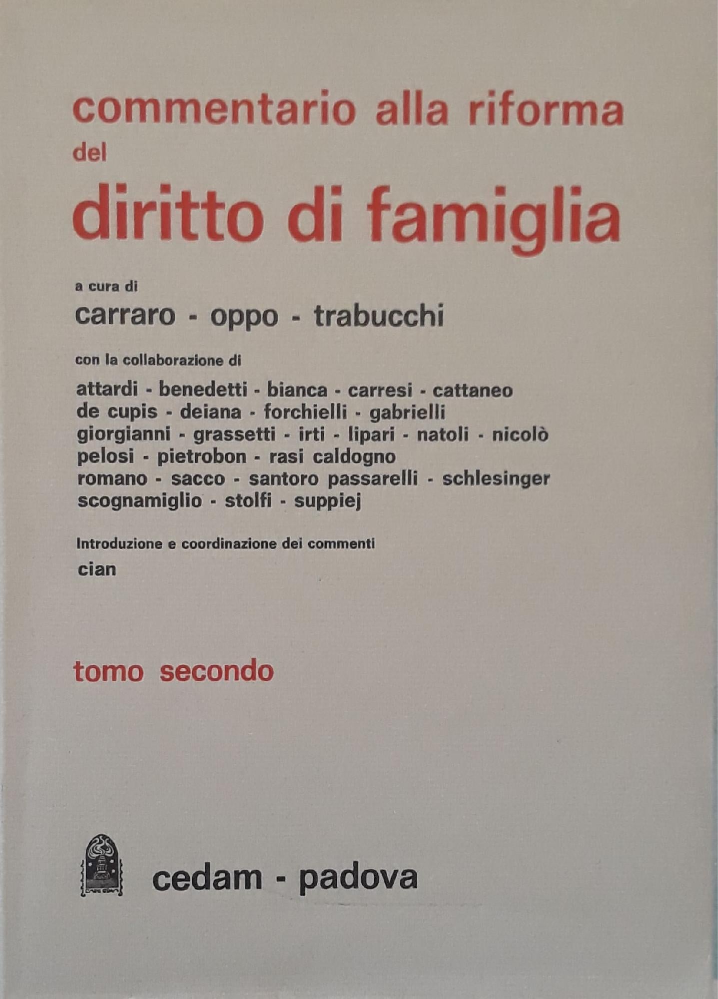 Commentario alla riforma del dirittto di famiglia (tomo secondo) - copertina