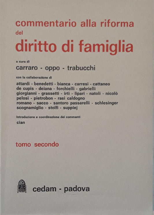 Commentario alla riforma del dirittto di famiglia (tomo secondo) - copertina