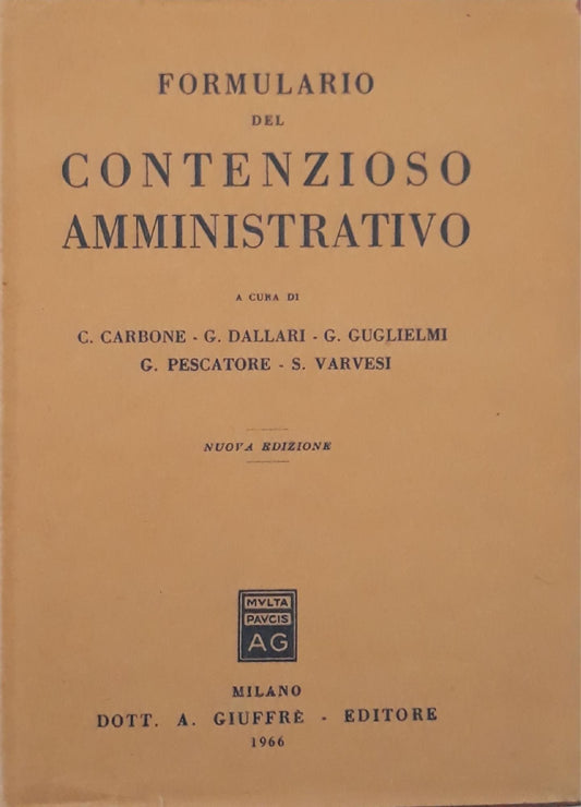 Formulario del contenzioso amministrativo - copertina