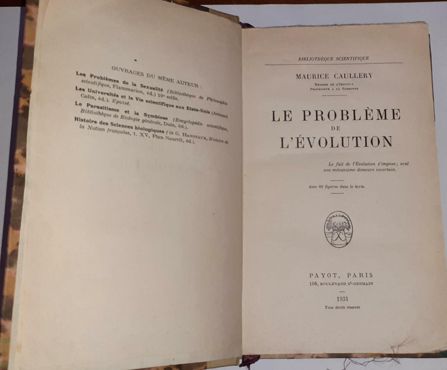 Le probleme de l'evolution - copertina