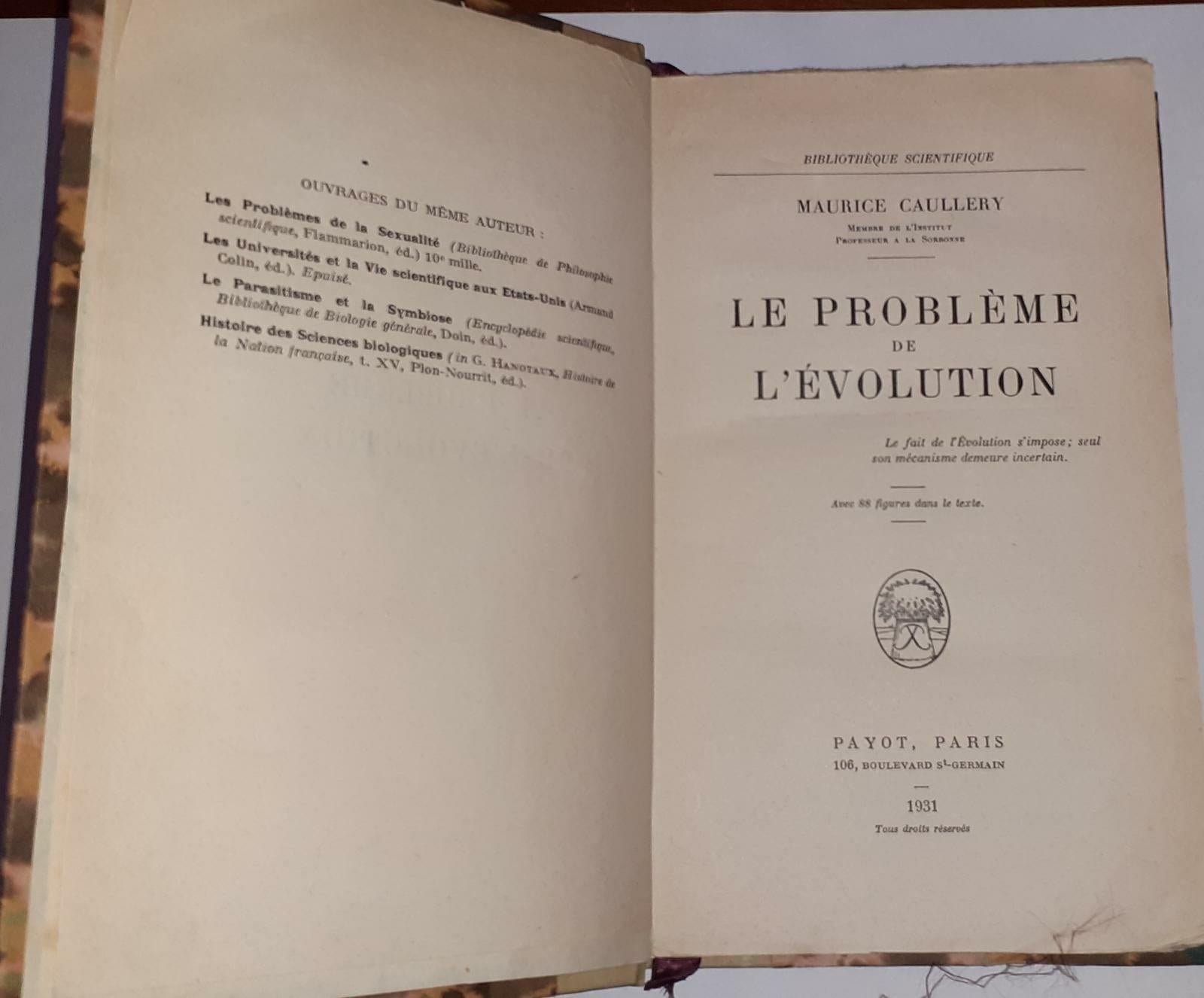 Le probleme de l'evolution - copertina